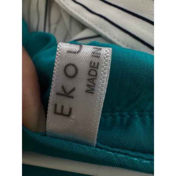 Ekouaer Teal Roll-Tab Sleeve Tunic Shirt Blouse Women’s XXL - Picture 9 of 9